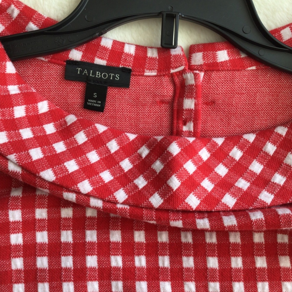 Talbots Red and White Checkered Sleeveless Top Size S - Picture 3 of 5
